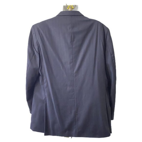 Adolfo International Men 100% Wool Blue Pinstriped Blazer Jacket Size 46R 40W - Picture 5 of 13